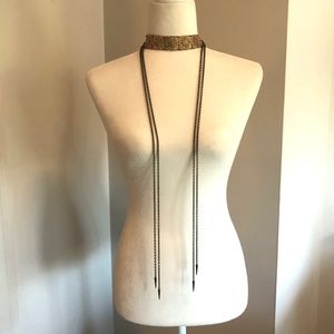 Vintage Choker w/long wrap chains necklace